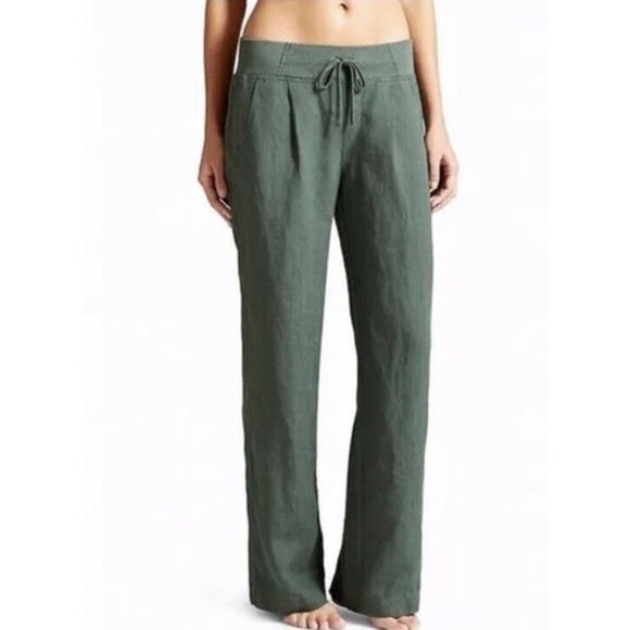 ATHLETA LINEN‎ REVERIE WIDE LEG JASPER GREEN PANT SIZE 2 - Picture 10 of 10